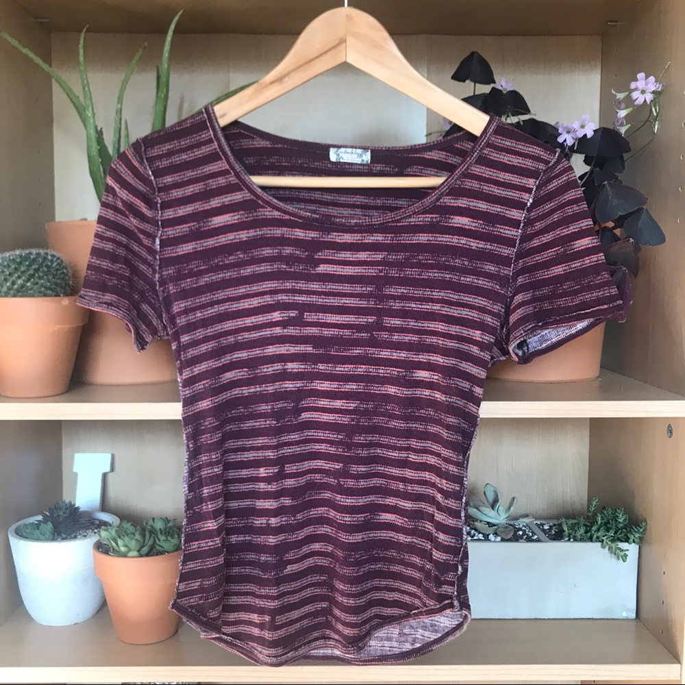 Free People Purple Tight Cropped Tee